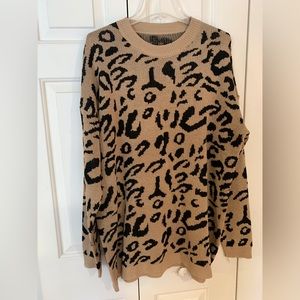 Vestidos black and tan leopard sweater XXL